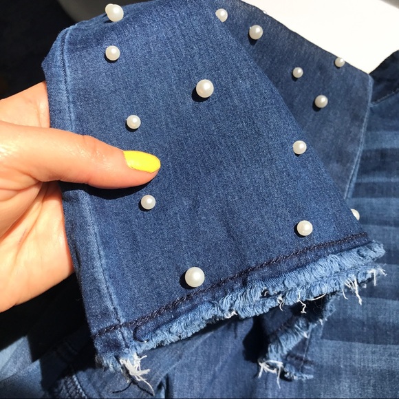 🆕 DARK BLUE DENIM PEARL BELL SHAPE BOTTOM JEANS - Picture 7 of 11